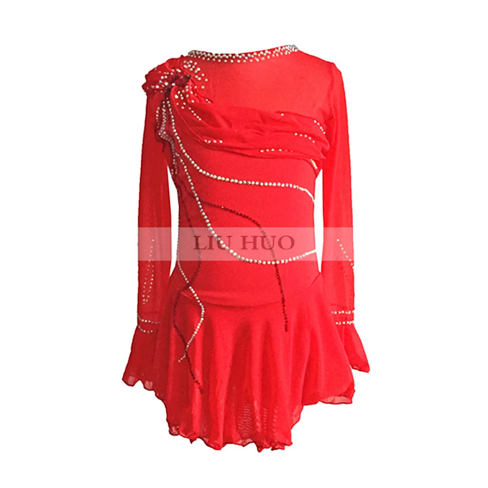 

LIUHUO для женщин и девочек, взрослых и детей, балетные костюмы для выступлений, гимнастическое трико для соревнований, платье для фигурного катания, красное платье для танцев