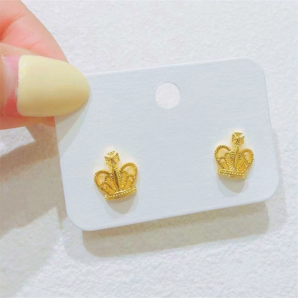 Women\'s Earrings 24k Gold Color Crown Stud Earing Brincos Femme Trendy Jewelry Accessories Wholesale Party Gifts