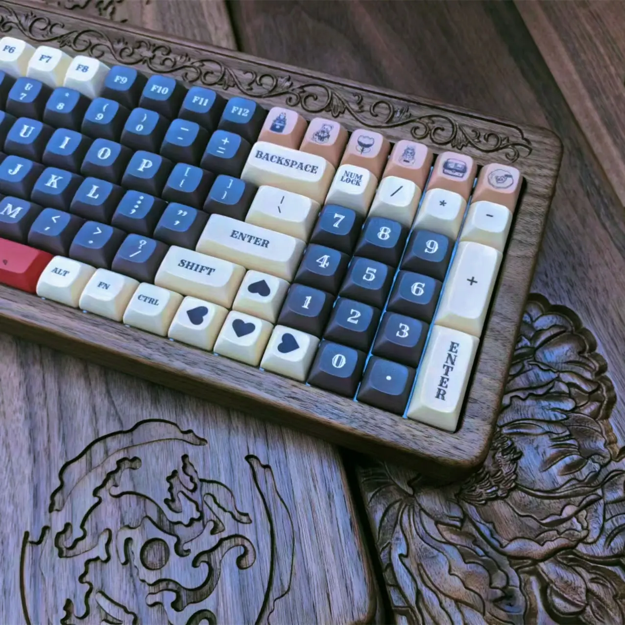 

Peony Mechanical Keyboard Kit 100key Tri-mode Black Walnut Gaming Office Keyboards Custom Wooden Keyboard Kit PC Accessories