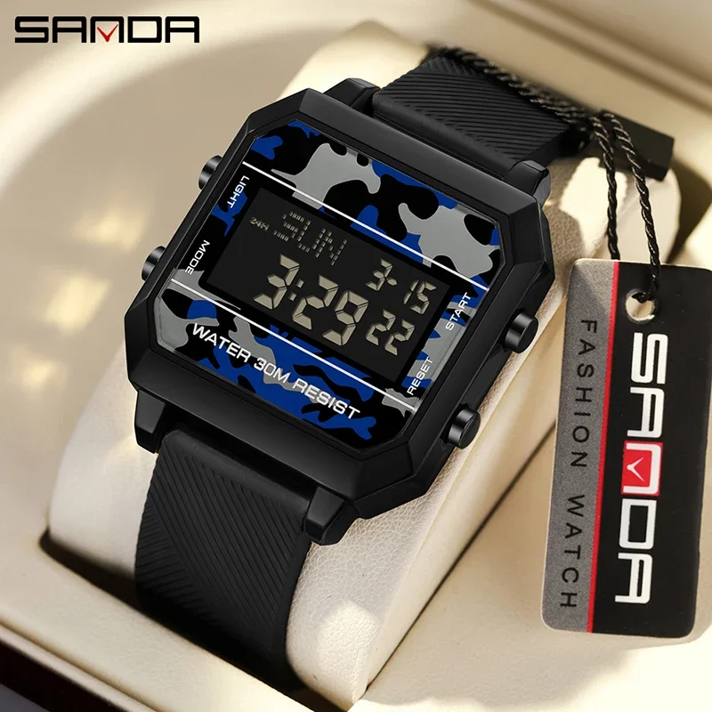 

SANDA Digital Watch Men Military Army Sport Wristwatch Top Brand Luxury LED Stopwatch Waterproof Male Electronic Clock Gift 6161