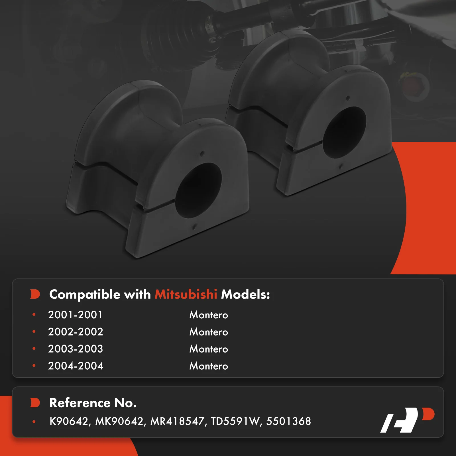 A-Premium 2x Rear To Frame Sway Bar Bushing Kit for Mitsubishi Montero 2001-2004
