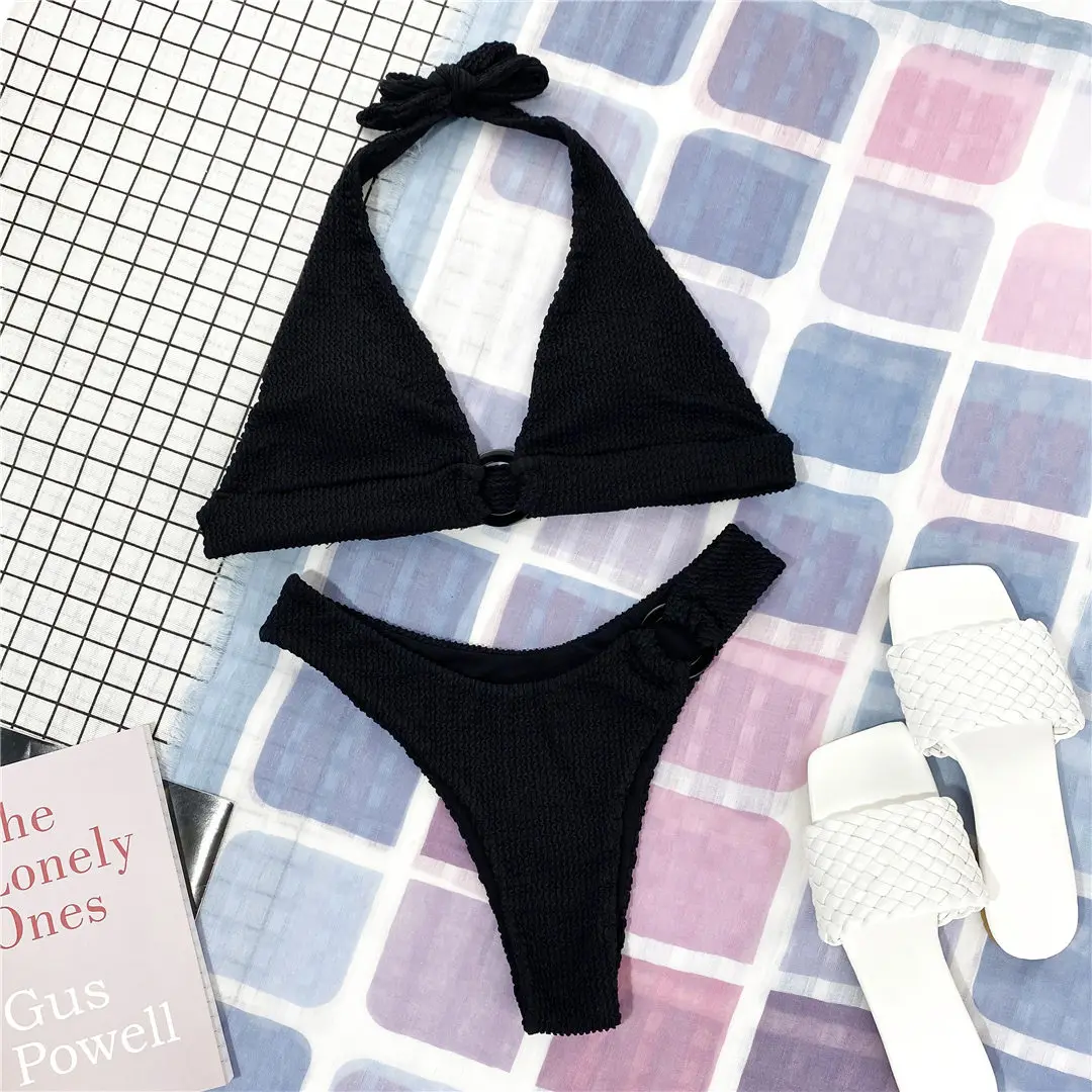 Halter Bikini mit Falten, Damen-Badeanzug, zweiteiliger Bikini-Set, brasilianischer Badeanzug, Badebekleidung, Modell V2922 – Detail 28