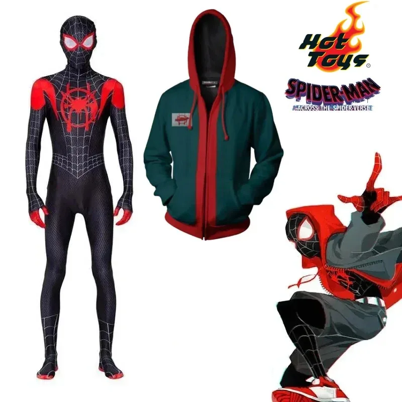 

Superhero Miles Morales Cosplay Costume Jumpsuits Spider and Man Halloween Adult Kids Bodysuit Coat Party Dress Up Gift