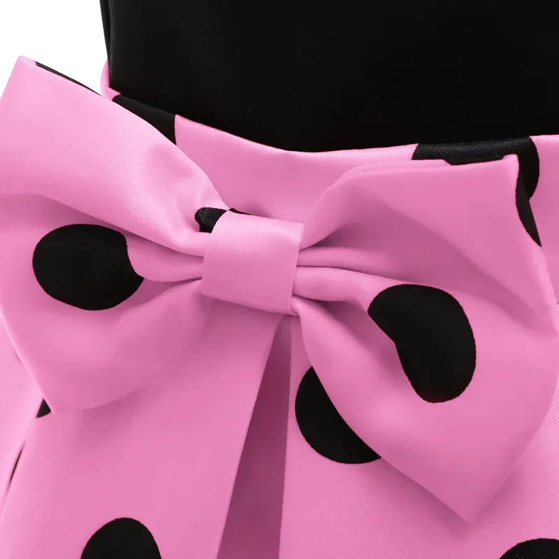 

COSda@Toddler Girls Dress Sleeveless Polka Dot Dress Spring Autumn Dresses for 3 5 6 8 years old Christmas Dance Party Black Ves