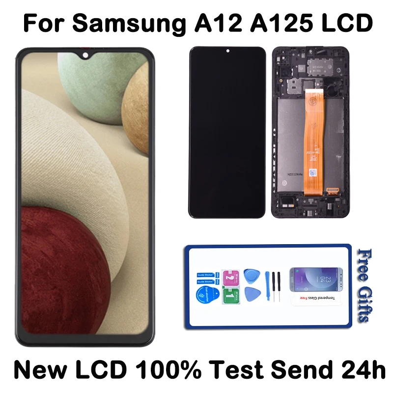 Pantalla LCD A12 100% Probada para Samsung A12 LCD A125F SM-A125F A125, Digitalizador de Pantalla Táctil para Reemplazo de Pantalla Samsung A12