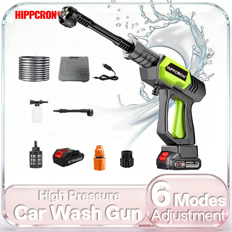hippcron-pistola-de-agua-de-alta-presion-6-en-1-para-lavado-de-autos-herramienta-de-limpieza-electrica-portatil-sin-escobillas-de-21v-herramienta-para-hogar-y-jardin-sin-bateria