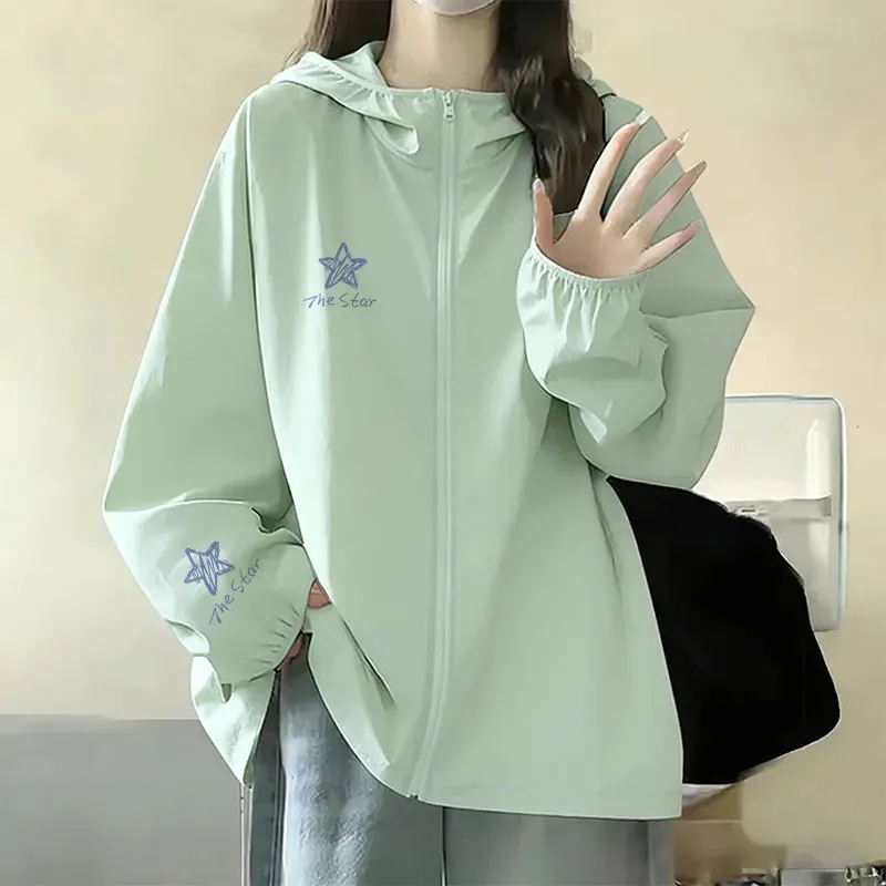 2026 New Women's Hooded Sun Protection Clothing For Summer loose Casual Jacket Student Fashion Sun Protection Clothing