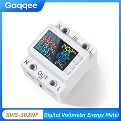 KWS-302WF Digital Energy Meter 0-9999KWH Multifunction Din Rail Power Meter KWH Meter AC170-300V LED Display Voltage Ammeter