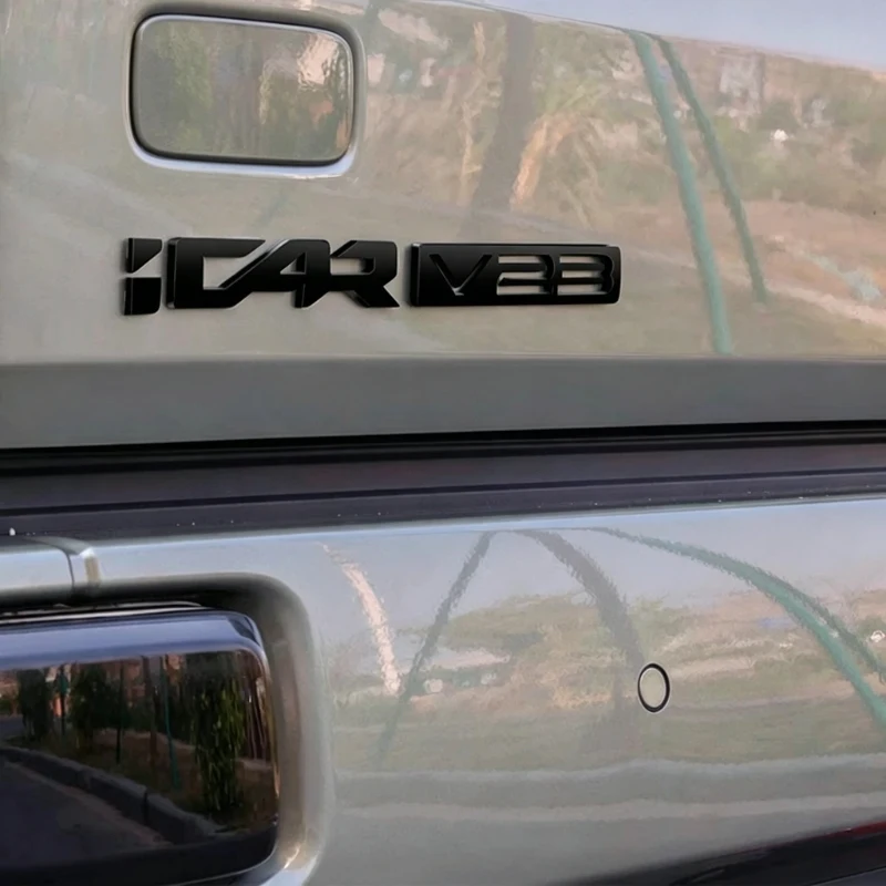 For Chery iCAR V23 iCAUR V23 2025 2026 Car Black Label Sticker Car Front Logo Frame Head Bumper Decor Sticker Cover Accessories