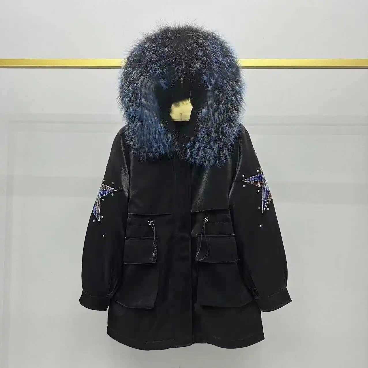 2025 New Parka Coat Women Fashion Korean Style Faux Fur Coat Winter Coat Women Mid Length Balck Jacket Coats for Women