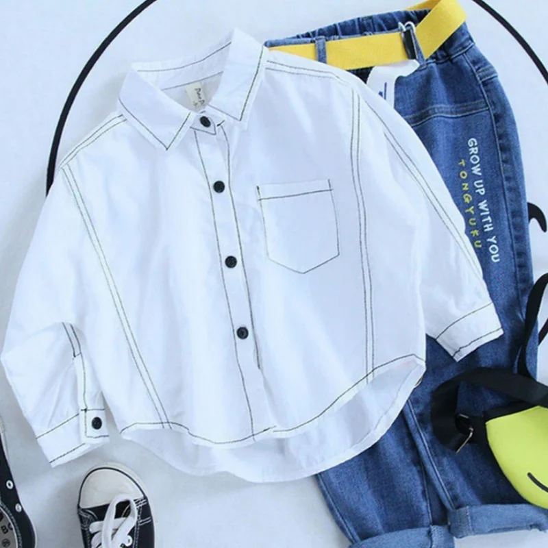 

Boys Baby's Kids Blouse Coat Jacket Outwear Cotton 2024 Thread Spring Autumn Shirts Outwear Teenagers Overcoat Children's Clothi