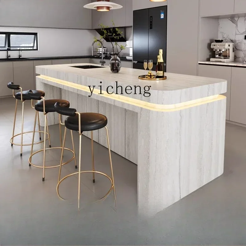 Rock Slab Bar Villa Large Flat Island Dining Table Integrated Household Kitchen Upside Down With SinkD18