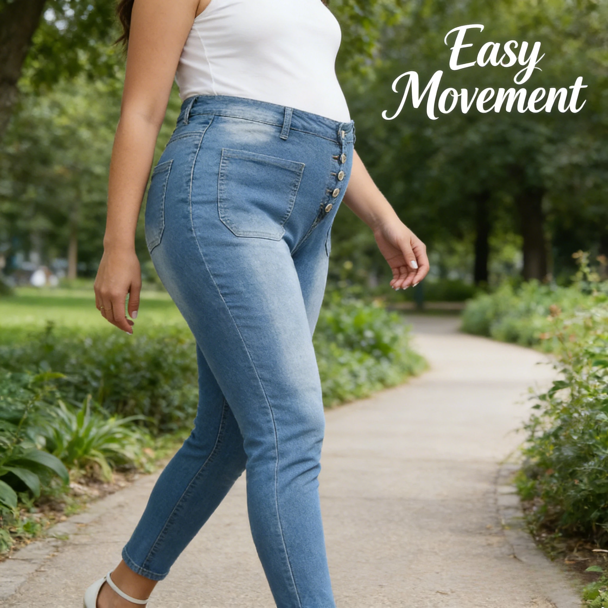 

Европейские и американские женские джинсы с высокой талией, джинсовые брюки с пуговицами и накладными карманами, повседневные, эластичные, для ежедневной носки