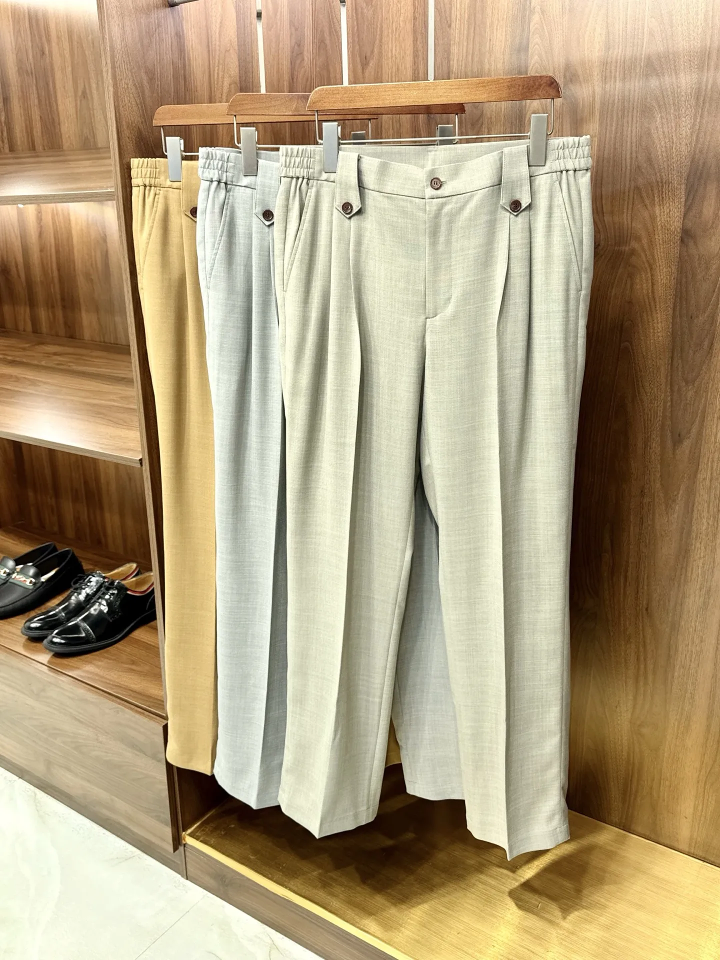 

LP linen side elastic straight business casual trousers