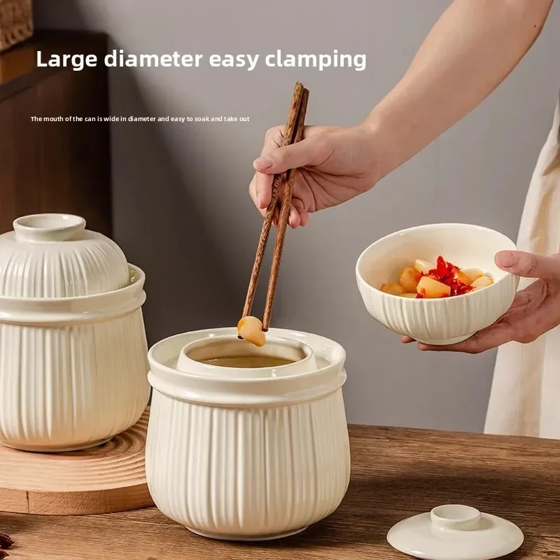 Nordic Simple Rhine Kimchi Jar Household Large Capacity Ceramic Tank Storage Tank with Lid Sauerkraut Jar Sealed