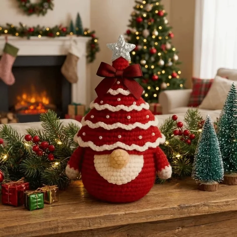 Cotton Yarns Crochet Christmas Tree Kit Step By Step Guide DIY Set Crochet Gnomes Making Set Handmade
