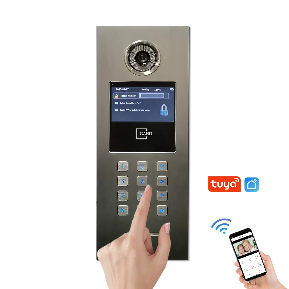 Multi Apartments Smart Video Door Phone Intercom System Outdoor IP Doorbell Camera Waterproof Door Unlock RFIC Password Access