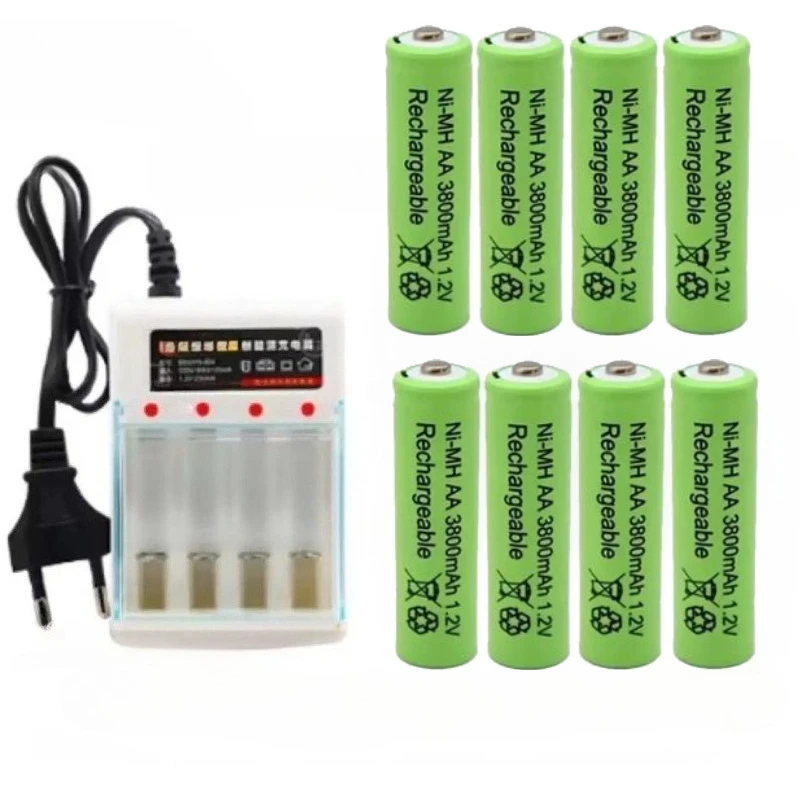 For Toy Remote Control+charger NEW High-quality AA 1.2V 3800mAh Rechargeable Battery, Nickel Hydrogen Battery
