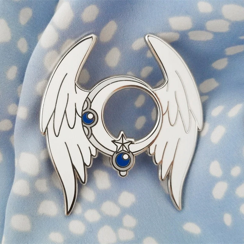 Anime Role Moon City Snow Rabbit Moon Wing Hard Enamel Badge Brooch DIY Backpack Collar Pin Party Gift Jewelry Fashion Pin