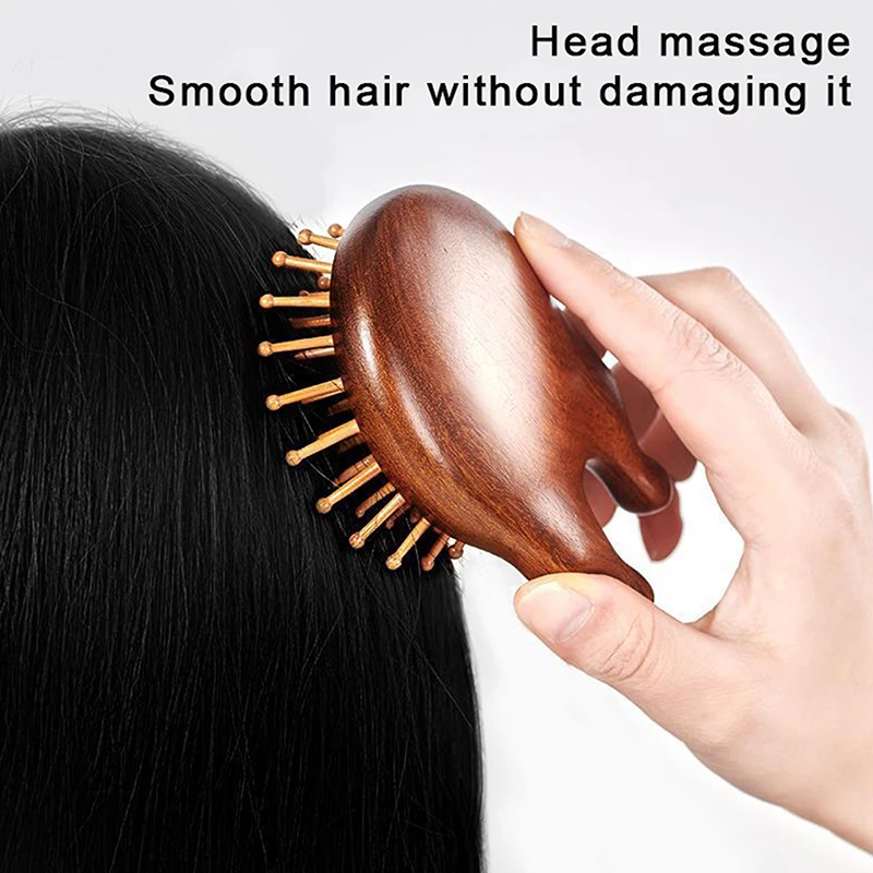 Sandalwood Airbag Massage Comb Anti-Hair Loss Nose Eye Head Hand Acupoint Scraping Comb Wide Tooth Scalp Massager Relieve Stress