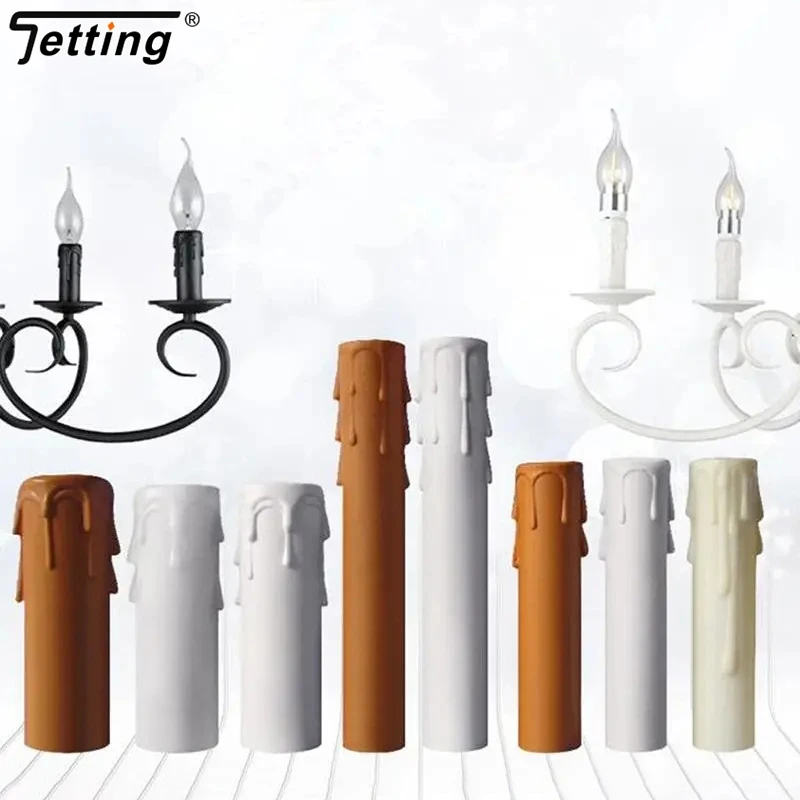10Pcs Candle Light Socket Covers E14 Candle Covers Sleeves Flame Retardant Vintage Chandelier Lamp Shade for Hotel Dining Room view 3