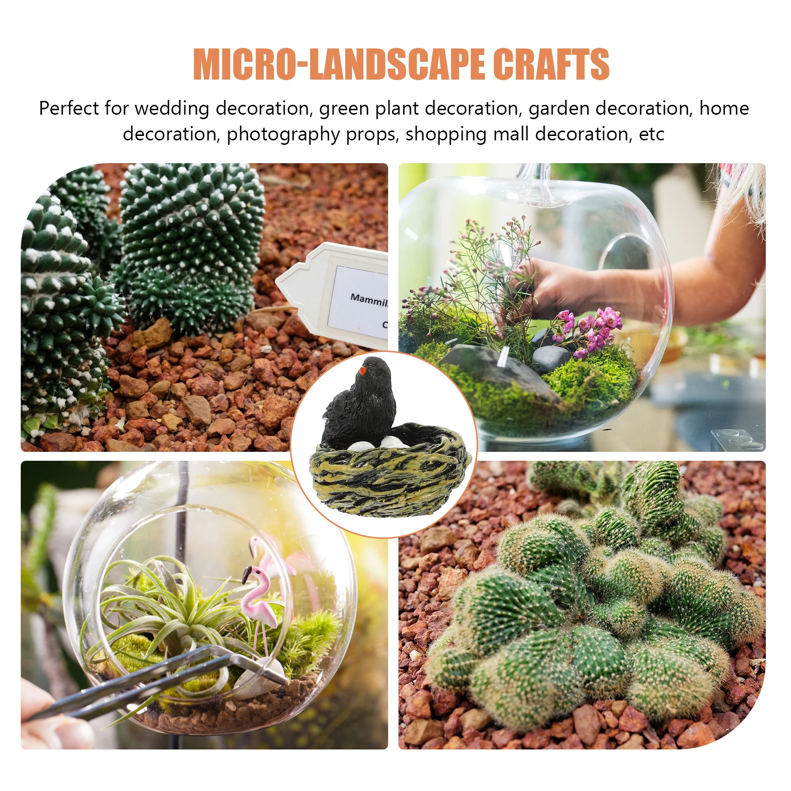 

Resin Bird Nest Crafts Mini Artificial Birds 3cm Garden Home Decoration Nonfade Yard nament Prop Strong Creative