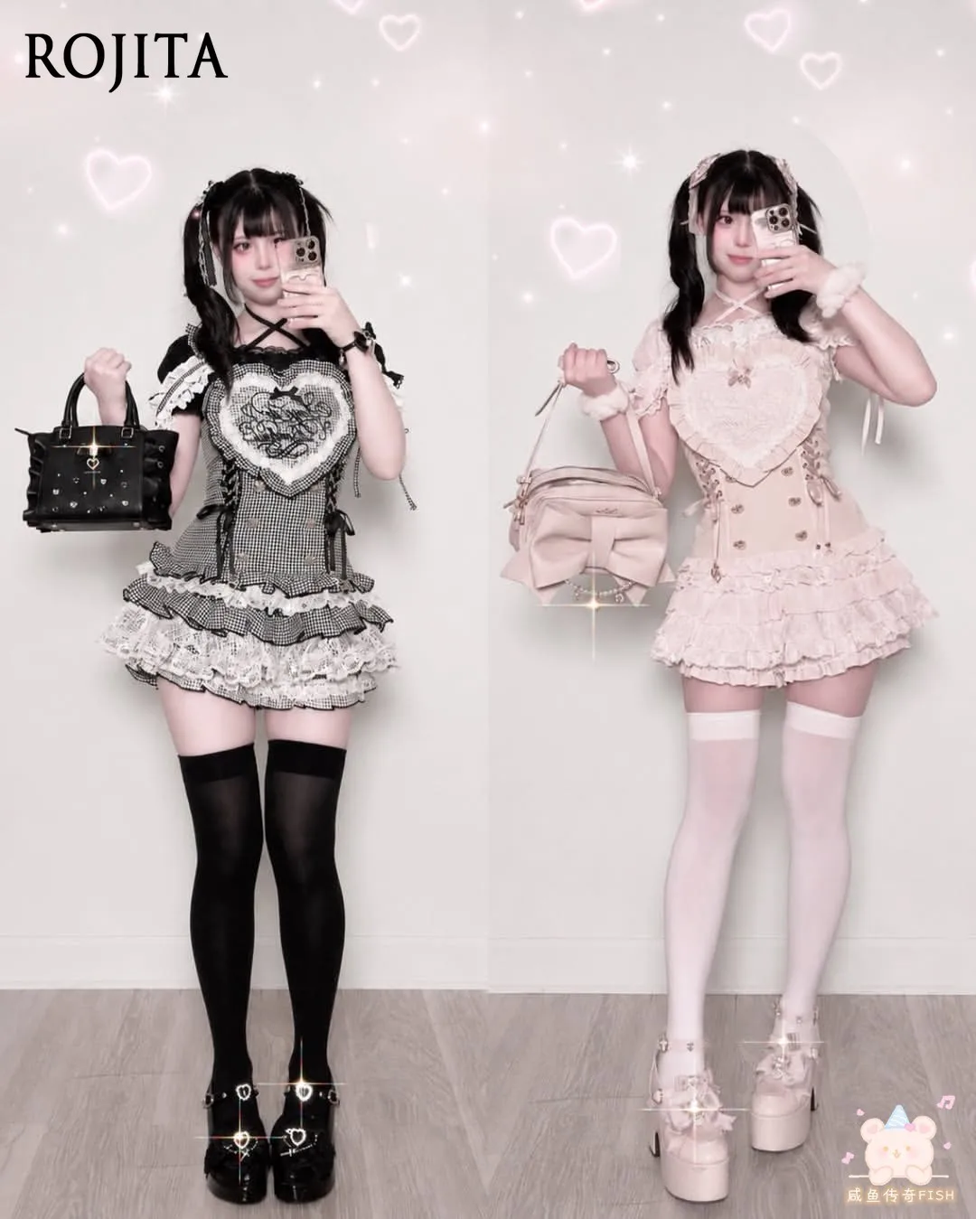 Japanese Lolita Plaid Shorts Sets Lace Letter Bow Strap Slim Square Neck Bubble Short Sleeve Cake Dress Women