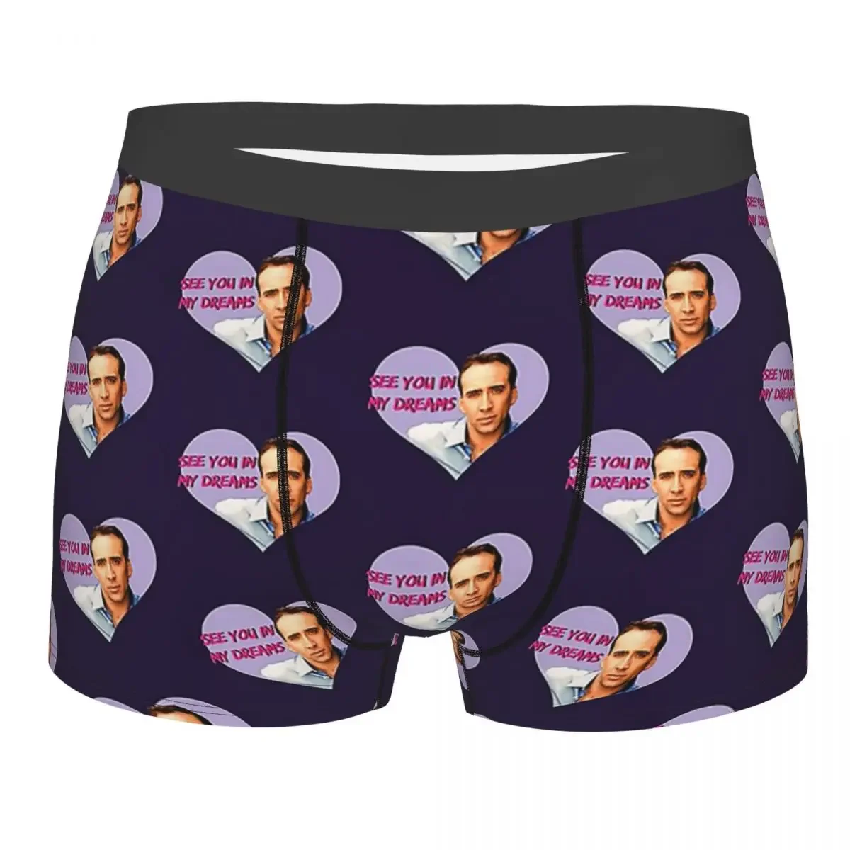 Men Dreamy Nicolas Cage Underwear Humor Boxer Shorts Panties Male Mid Waist Underpants S-XXL