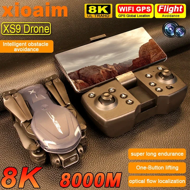 For Xiaomi XS9 Drone 8K 5G WIFI Professional HD Dual Camera GPS Obstacle Avoidance Drones Remote Megaphone Quadrotor Aircraft