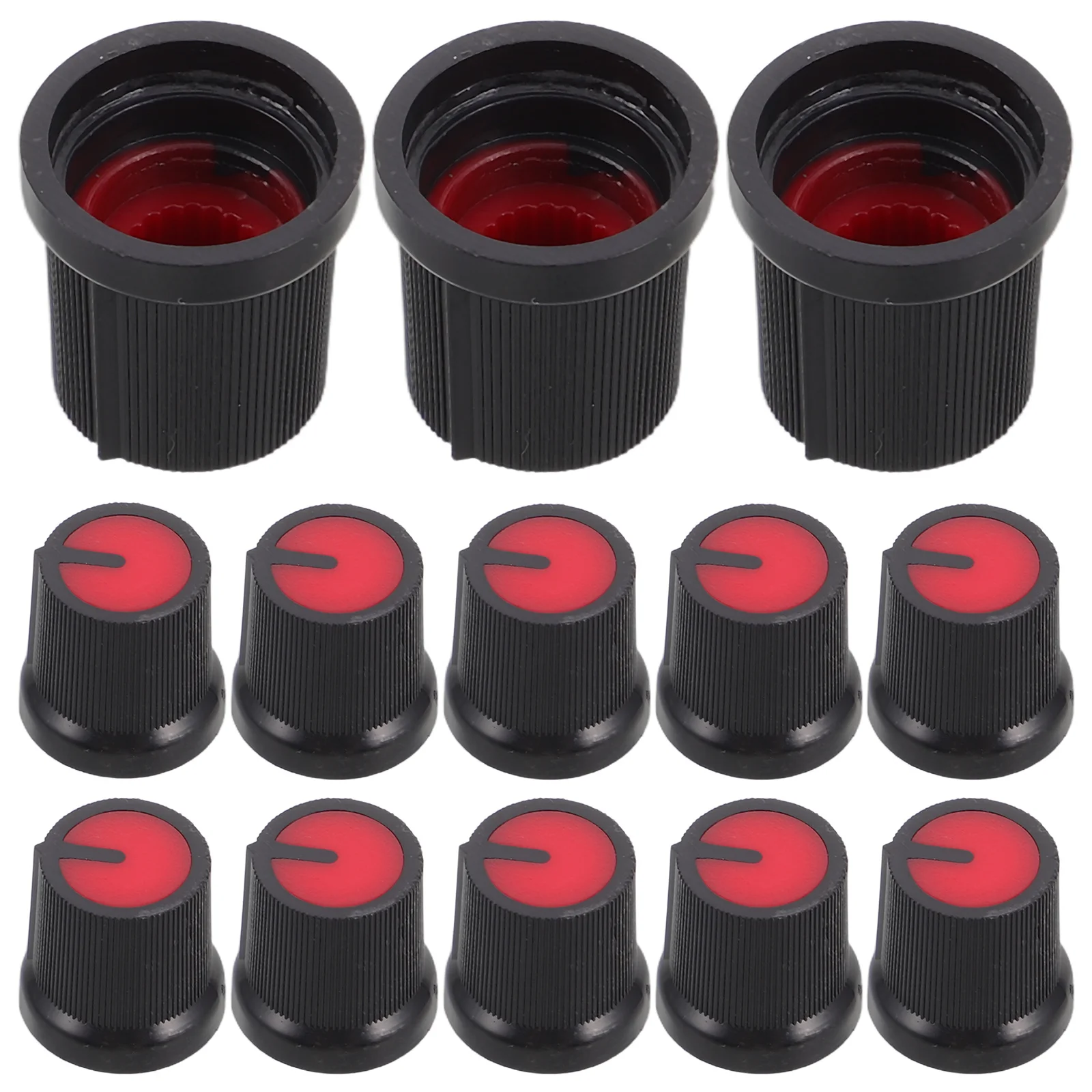 

50Pcs Amplifier Potentiometer Knobs Red 6mm Plum Blossom Plastic Volume Control Caps for Electric Guitar Bass Guitar Parts