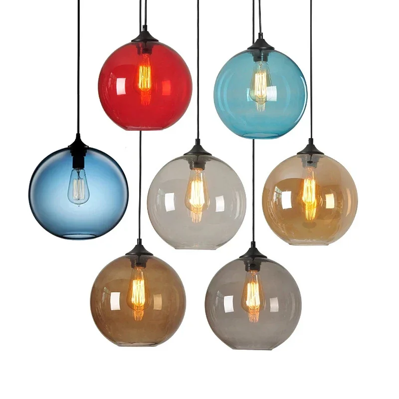 

Loft Vintage Antique Hanging Lamp Industrial Glass Ball Pendant Lights Fixtures Kitchen Restaurant Dining Cafe Bar Chandeliers