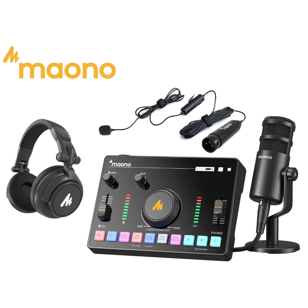 

Maono AMC2 NEO Audio Mixer Interface with Built-in Battery Noise Cancellation Live Streaming Podcast Recording Gaming