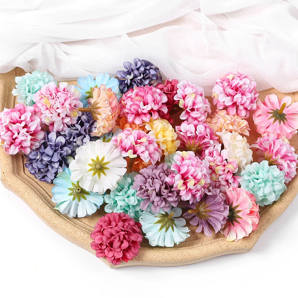 10/20/30 Stücke Hortensien Künstliche Blumen Köpfe 4 cm für Home Room Decor DIY Ehe Kranz Zubehör Braut Hochzeit Dekoration – Detail 9