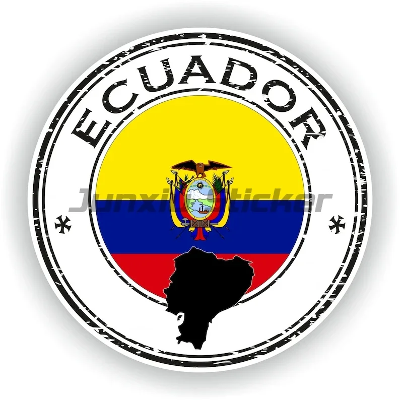 Ecuador Flag Car Stickers for Wall Window Suitcase Laptop Mirror Scooter Moto Window Trunk Windshield Scooter Kayak JDM Decal