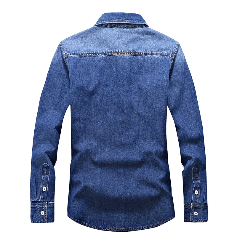 Spring and Autumn Men\'s Denim Shirts High Quality Washed Denim Tight Shirts Men\'s Casual Fashion Men\'s Denim Cardigan T-shirts