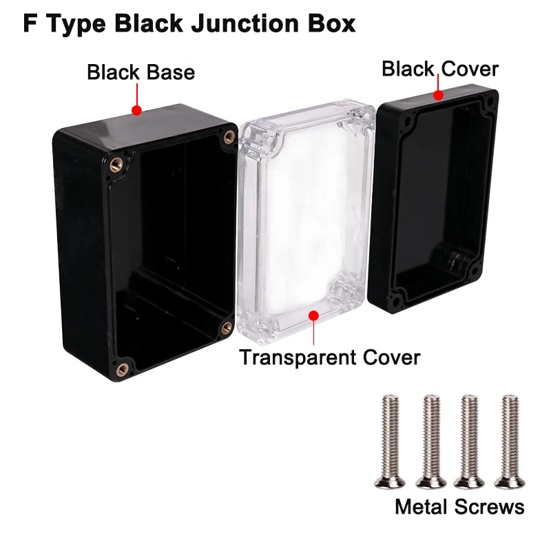 Boîte de projet en plastique ABS IP67, boîtier électrique noir étanche à la poussière, boîtier d'instruments, couvercle Transparent Transparent