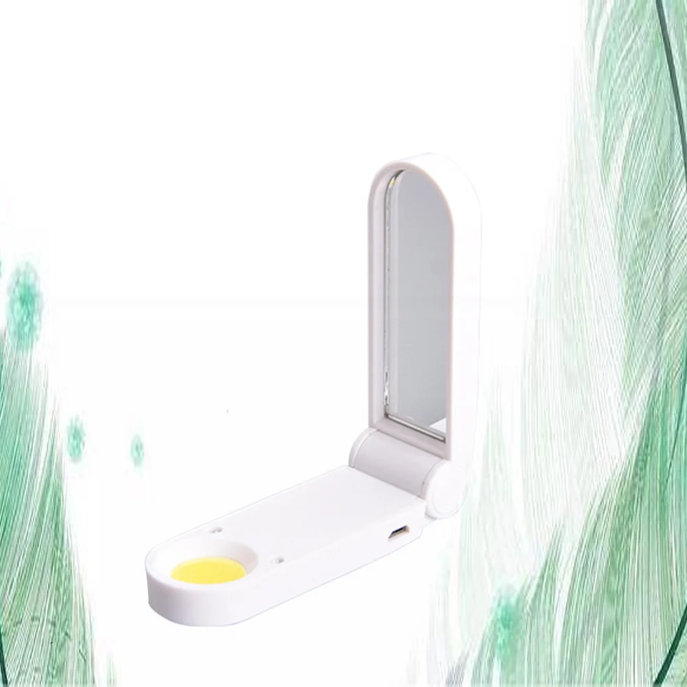 Portable Foldable Makeup Mirror Lamp USB Chargeable White Travel Light Makeup Mirror with LED Light for Night Reading