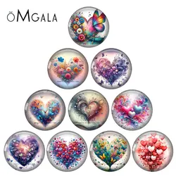 Watercolor Love Heart Flowers Art Patterns 12mm/18mm/20mm/25mm Round photo glass cabochon demo flat back Making findings