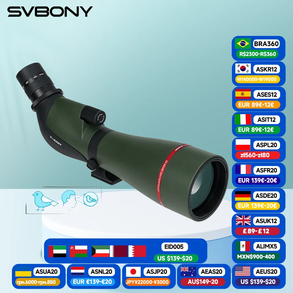 Svbony SA412 20-60X80 Spotting Scope telescope with Wifi Camera for Birding Photography