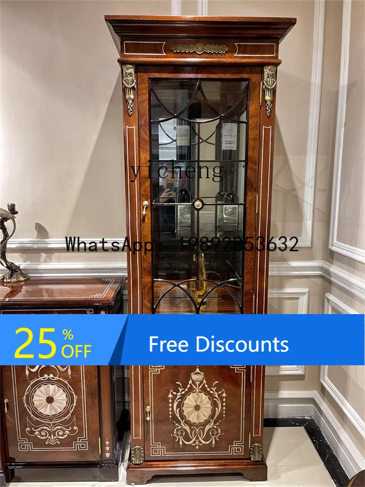 European Style Peach Core Solid Wood Single Door Wine Cabinet Furniture Decoration Storage Cabinet