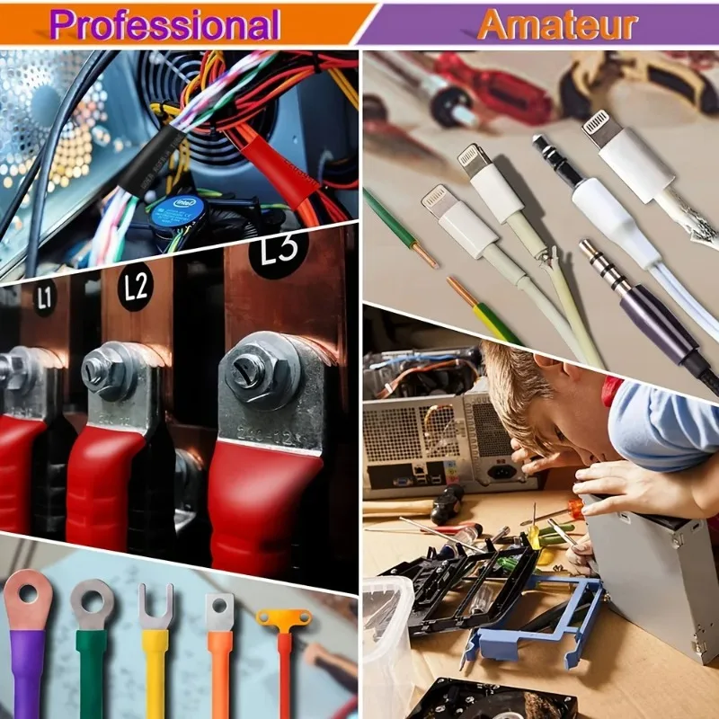 127-Piece Heat Shrink Tubing Kit - Ratio Black/Red Polyolefin Sleeves for Automotive Wire Harness Protection&Electrical Repairs