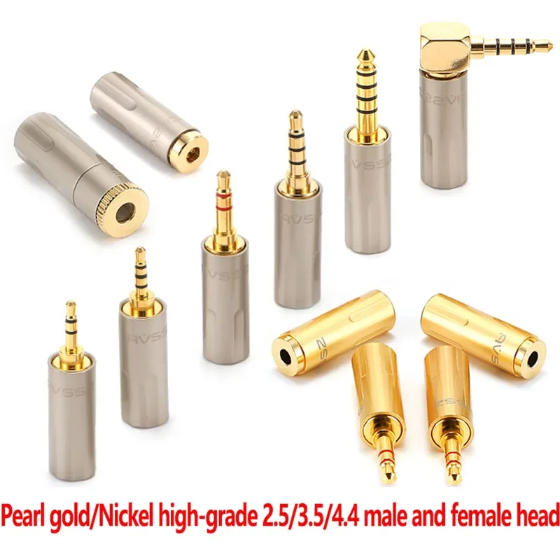 6.35/3.5/4.4/2.5 Straight Bent Extension welded Jack Headphone Audio Adapter Stereo Microphone Connector 24K Gold Nickel Series