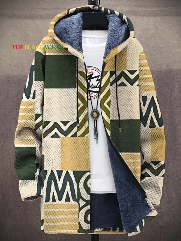 Men's Minimalist Abstract Unisex Plush Thick Long-Sleeved Sweater Cardigan Coat Hoodies Fleece Lined Sweater Coats