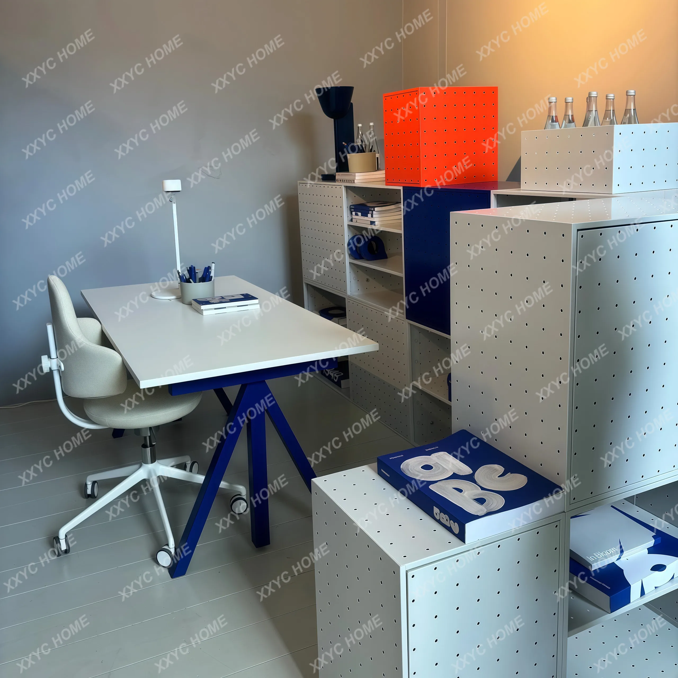 Minimalist color solid wood paint square desk household small apartment modern workbench