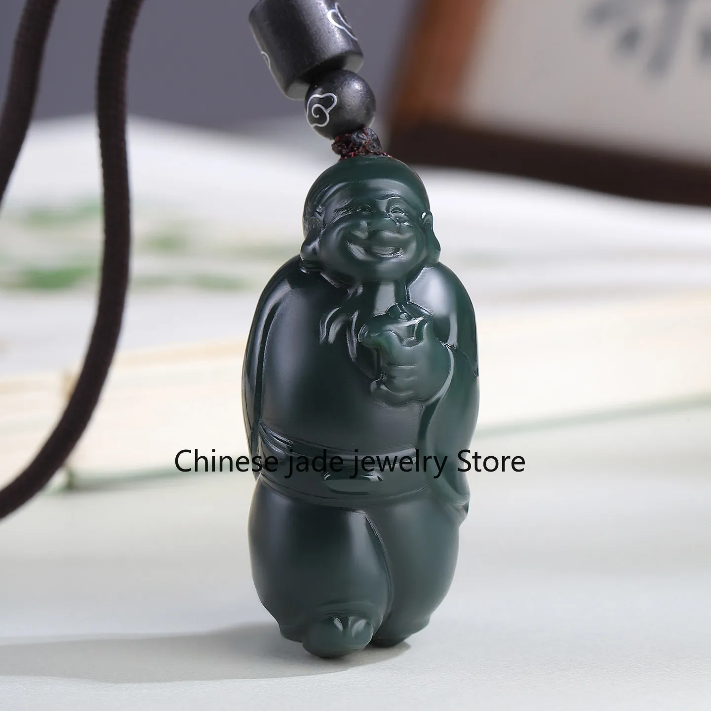 Natural Xinjiang Hetian jade fine material God of Wealth jade pendant men and women jade pendant three-dimensional carving God o