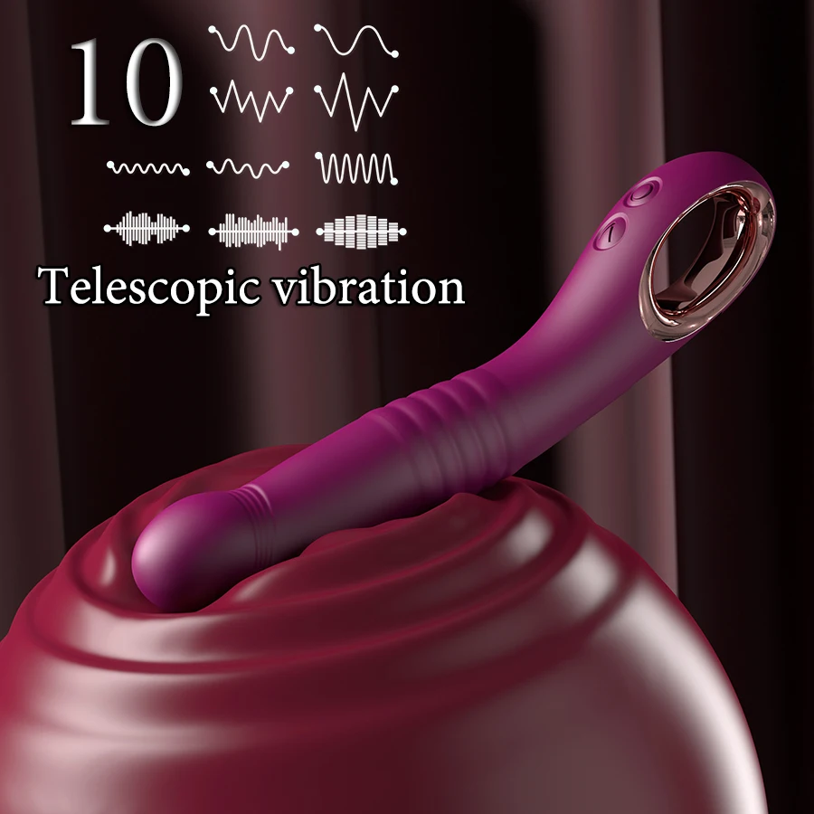 Telescopic push Massage Vibrator Silicone material Dildo Massage , Female Masturbation Sex Toys, 10 mode Adult Toys For Couples