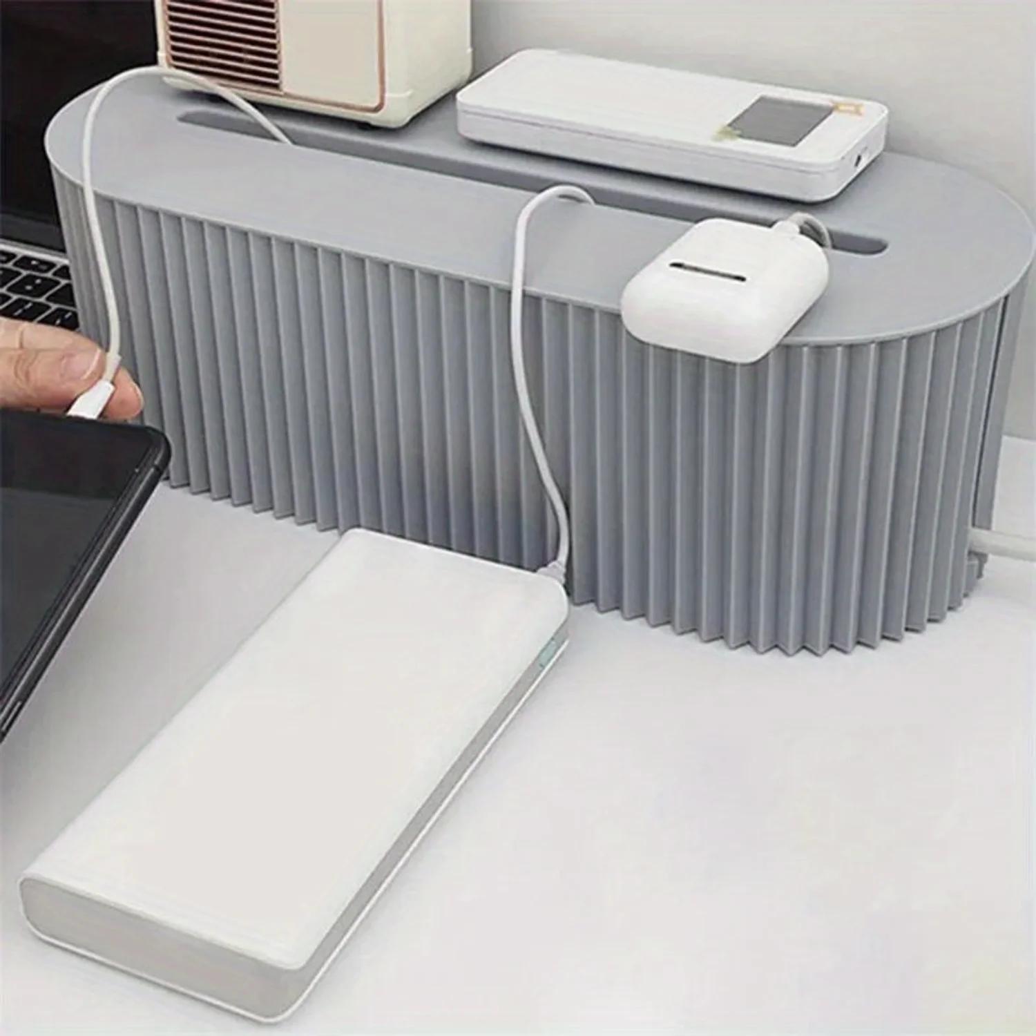 Style Plastic  Box for Plug Board, Cable Organizer, Wireless WiFi Router, Data Line Holder with Desktop Shelf - 1pc