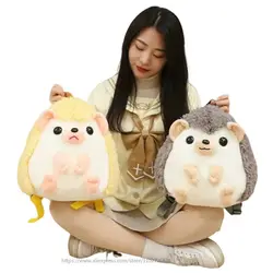 32cm Cute Soft Hedgehog Plush Backpack Kawaii Comfortable School Bag Cartoon Animal Bag Children's Gift Boys And Girls Student