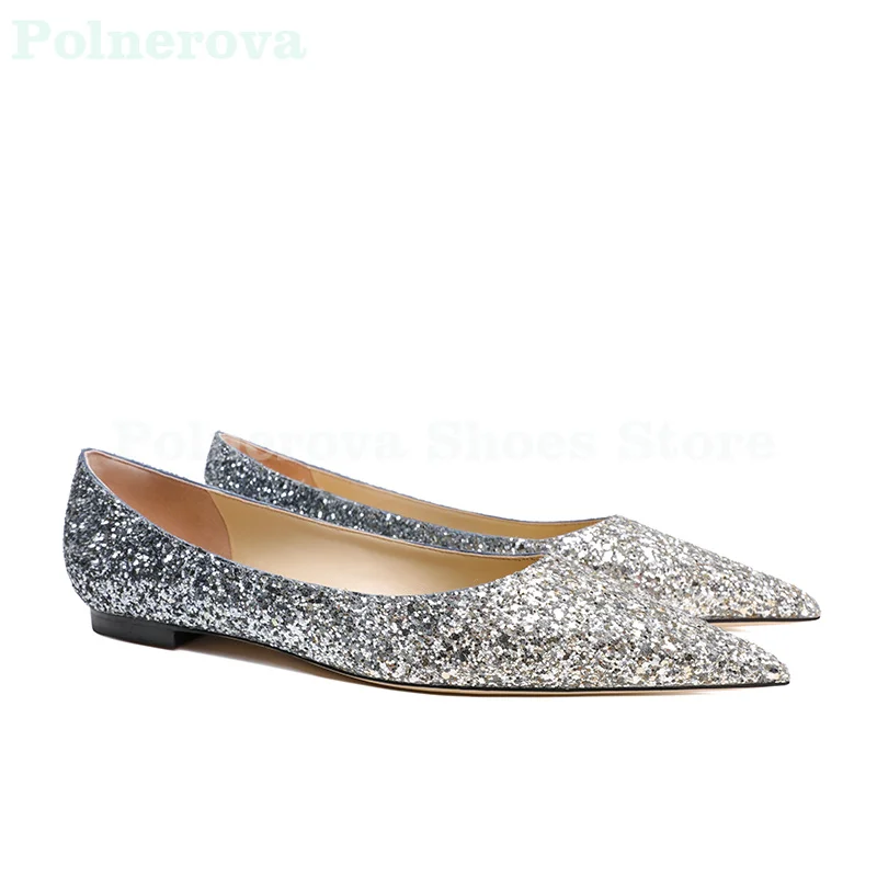 Colore sfumato paillettes tacchi alti donna sposa scarpe da sposa Stiletto a punta temperamento scarpe singole scarpe da sposa scarpe da sposa