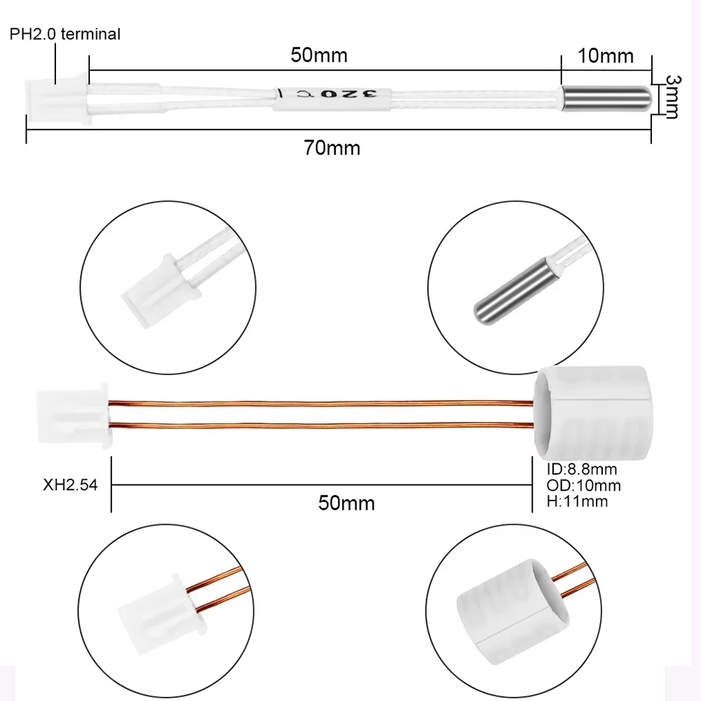 For Creality K1/ K1 Max Hotend Ceramic Heating Tube 24V 60W 300°C Thermeistor sensor High Thermal Conductivity for K1 MAX K1